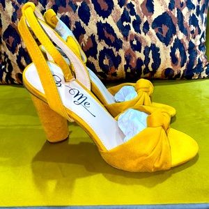 So Me Yellow Suede Heels